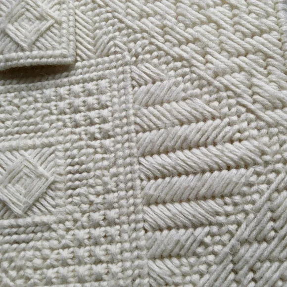 Vintage Needlepoint Plastic Canvas Tote Bag Ivory - Picture 7 of 10